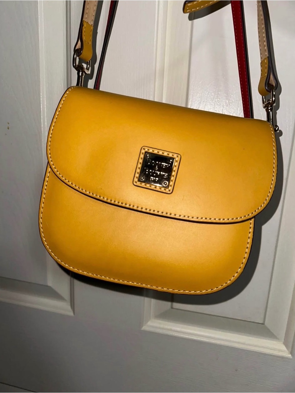 Dooney & Bourke Mustard Yellow Leather Saddle Crossbody